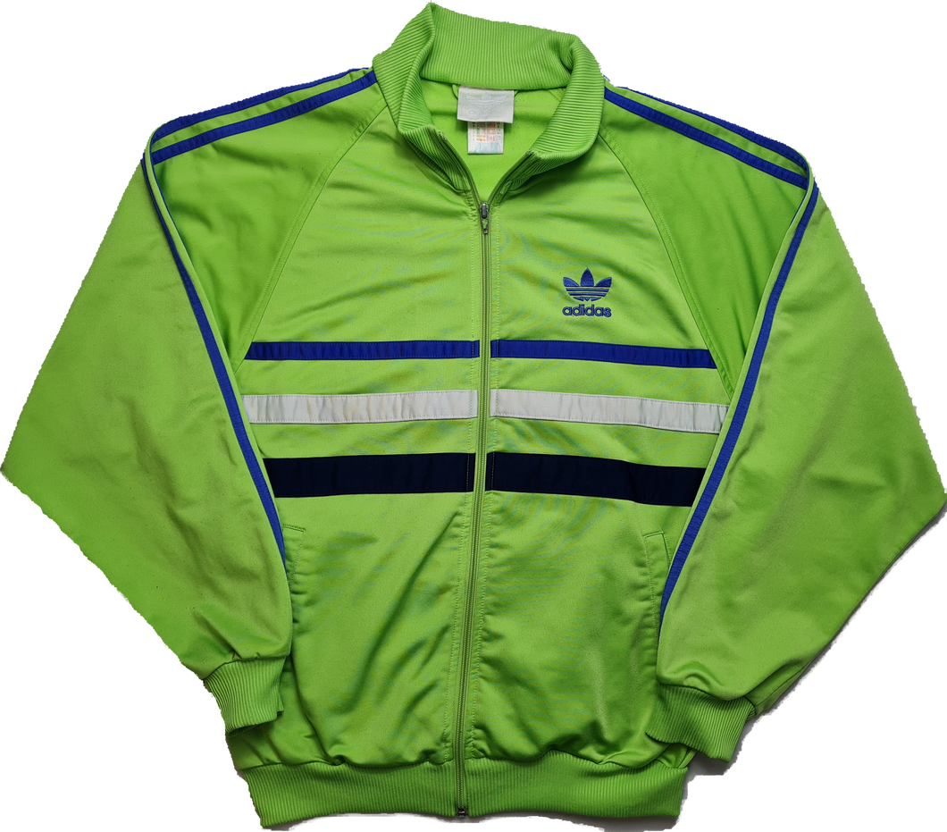 Vintage 90s adidas First Track Top Small Green Blue White