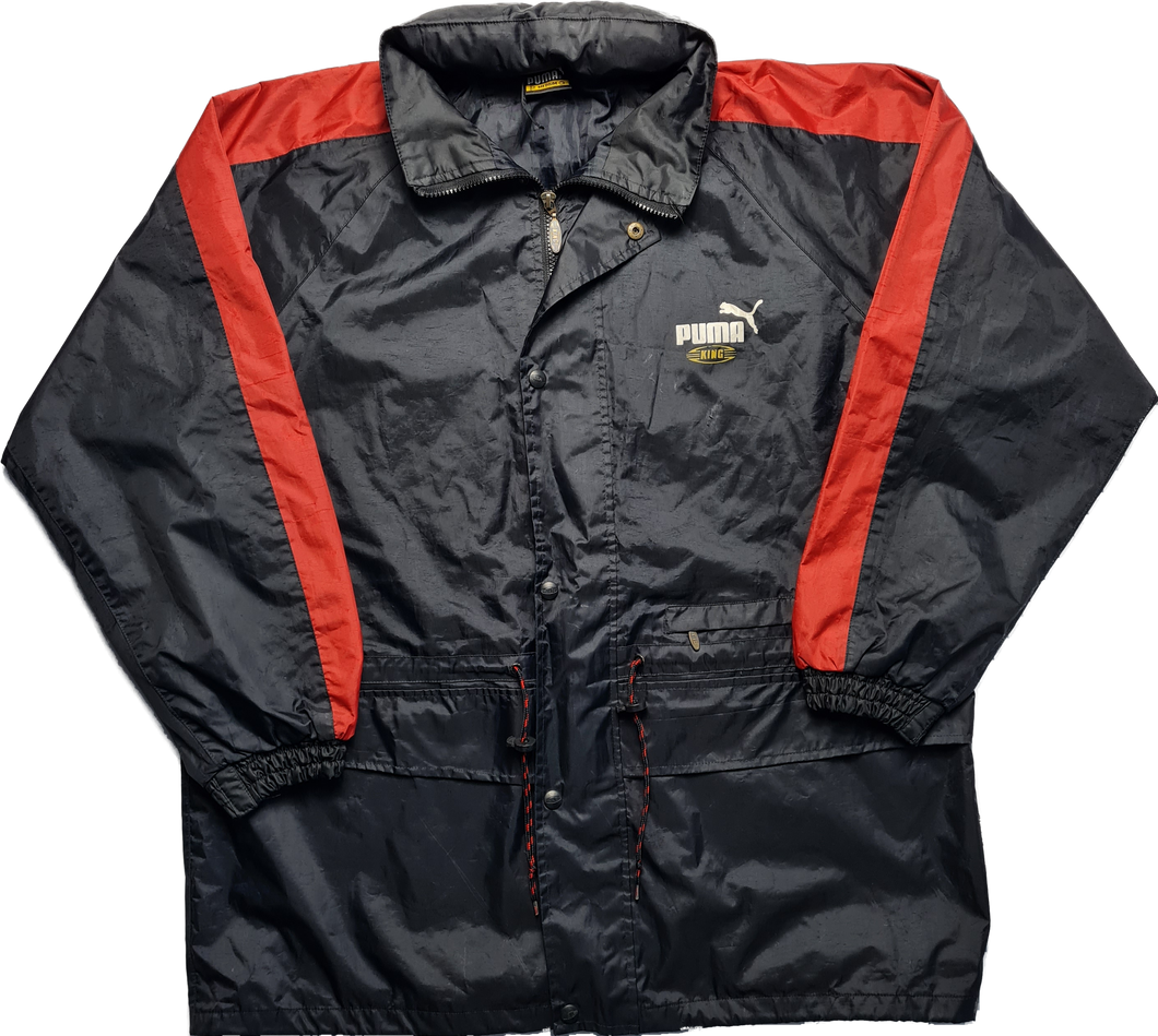 90s Vintage Puma King Raincoat M/L Black Red